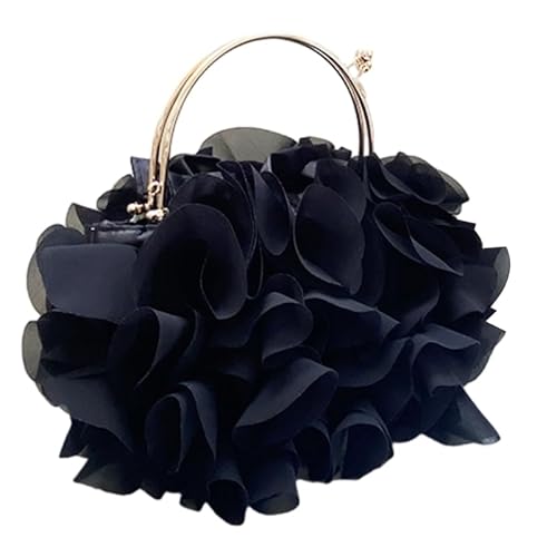 Jiqoe Abendtasche mit Blumenmuster für Damen und Mädchen, Umhängetasche, trendig, lässig, modisch, Blumen-Handtasche, Schwarz von Jiqoe