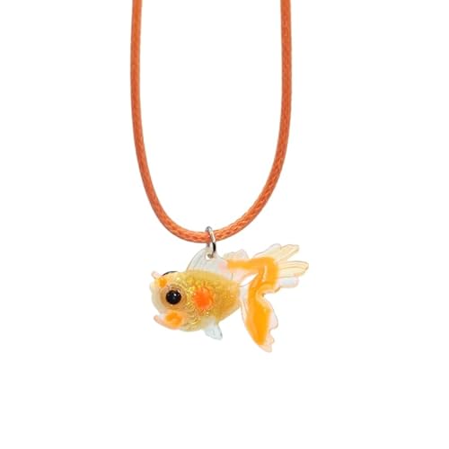 Jiqoe Bunte Goldfisch-Anhänger-Halskette, Punk, süß, cool, Schlüsselbeinkette, stilvolles Choker für Damen, modischer ästhetischer Schmuck, Harz von Jiqoe