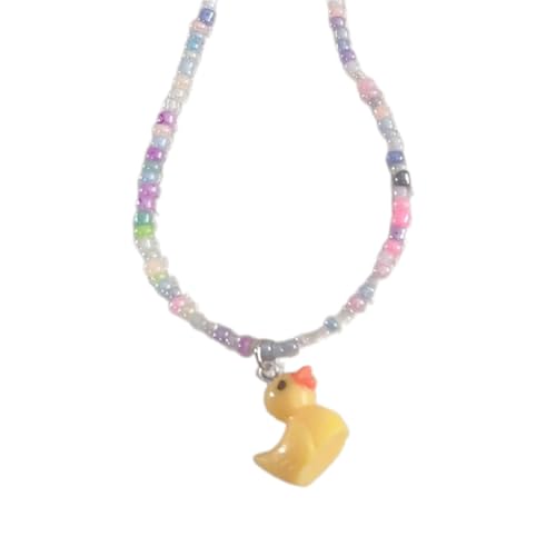 Jiqoe Bunte Perlenketten für Damen, stapelbar, Entenform, Bohemian-Stil, bunt, trendiges Accessoire für einen stilvollen Look, Kunststoff von Jiqoe