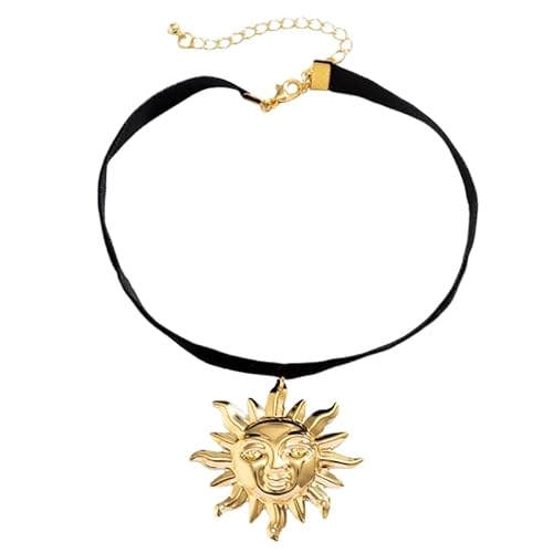 Jiqoe Charmante Damen-Halskette mit Sonnenblumen-Anhänger, elegante Damen-Hochzeits-Schlüsselbeinkette, Mode-Accessoire, Metall von Jiqoe
