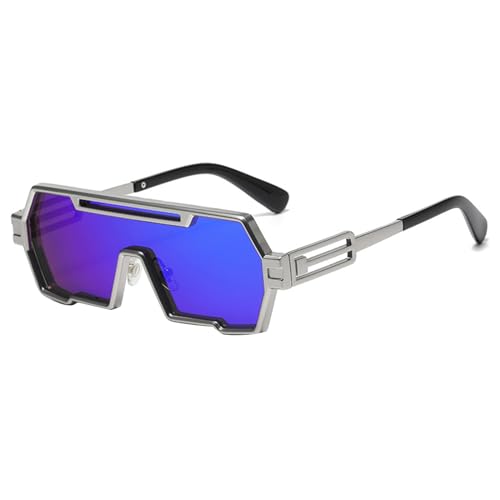 Jiqoe Coole Sonnenbrille für Mädchen und Jungen, Outdoor, Reisen, Futuristen, coole Futuristen, Brillen, Mädchen, Jungen, Schattierungen, Sonnenbrillen, Silberfarbener Rahmen Ice Bl von Jiqoe