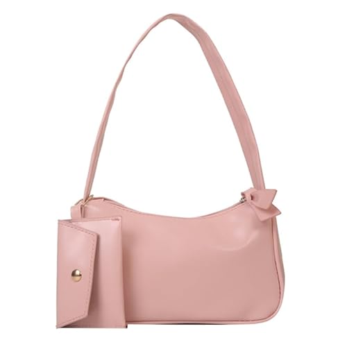 Jiqoe Damen-Geldbörse, einfarbig, modische Tragetasche, Unterarmtasche, Schultertasche, Achseltasche, Handtasche, Tragetasche mit kleiner Tasche, rose von Jiqoe