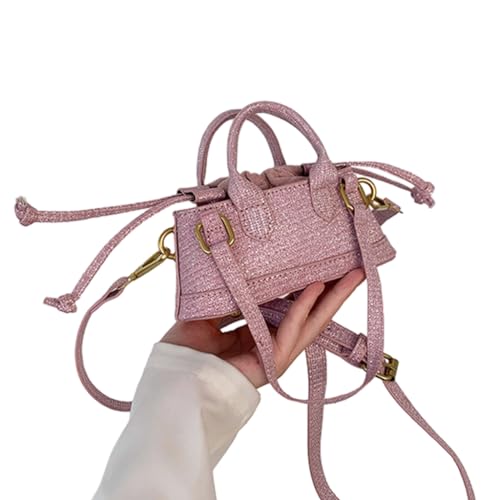 Jiqoe Damen Mode Crossbody Tasche Mini Kordelzug Crossbody Geldbörse Kleine Schultertasche Tote Handtasche Geldbörse Kleine Umhängetasche, rose von Jiqoe