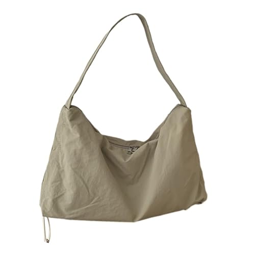 Jiqoe Damen-Schultertasche, Nylon, Unterarmtasche, Kordelzug, Einkaufstasche, Geschenk für Weihnachten, Geburtstag und Jahrestag, khaki von Jiqoe