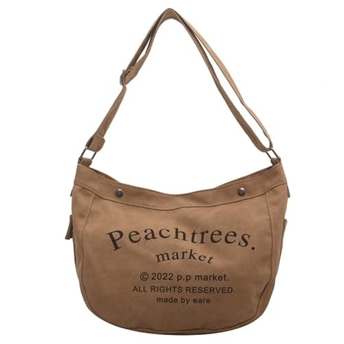 Jiqoe Damen Schultertasche mit Buchstabenaufdruck, großes Fassungsvermögen, Umhängetasche, Kuriertasche, Shopper Tasche, Schultasche, Handtasche, khaki von Jiqoe