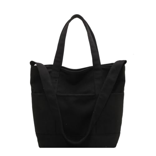 Jiqoe Einfache Freizeittasche, Umhängetasche, Umhängetasche für Damen und Mädchen, vielseitige Kuriertasche, große Kapazität, Handtasche, Büchertasche, Schwarz von Jiqoe