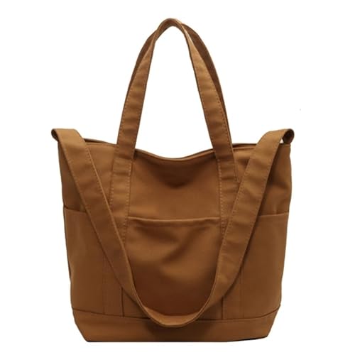 Jiqoe Einfache Freizeittasche, Umhängetasche, Umhängetasche für Damen und Mädchen, vielseitige Kuriertasche, große Kapazität, Handtasche, Büchertasche, khaki von Jiqoe