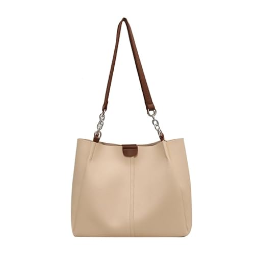 Jiqoe Einfarbige Umhängetasche, praktische und langlebige Handtasche, elegant und geräumig, Unisex-Handtasche, PU-Tragetasche für Damen und Herren, beige von Jiqoe