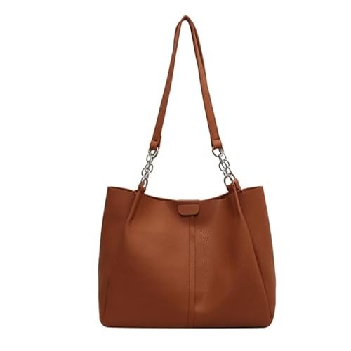 Jiqoe Einfarbige Umhängetasche, praktische und langlebige Handtasche, elegant und geräumig, Unisex-Handtasche, PU-Tragetasche für Damen und Herren, braun von Jiqoe