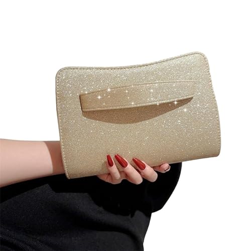 Jiqoe Funkelnde Umhängetasche für Hochzeit, Party, Damen, Mädchen, formelle Abendtasche mit Kette, Bankett, Geldbörse, Damen-Handtasche, Clutches, gold von Jiqoe