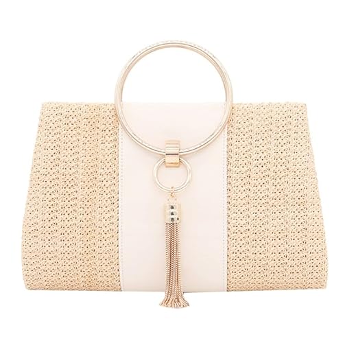 Jiqoe Gewebte Tasche für Hochzeit, Party, Damen, Mädchen, formelle Abendtasche mit Kette, Bankett, Damen-Geldbörse, Cocktail-Handtasche, Clutches, gelb von Jiqoe