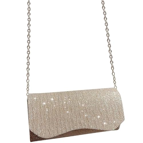 Jiqoe Glitzernde Tasche, Hochzeit, Party, Damen, formelle Abendtasche, Bankett, Glitzer, Geldbörse, Cocktail-Handtasche, Clutches mit Kette, gold von Jiqoe