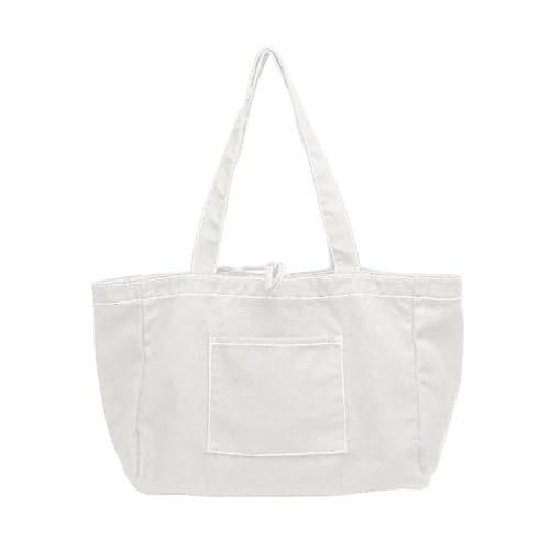 Jiqoe Handtasche, Schultertasche, Einkaufstasche, Vintage, Segeltuch, große Kapazität, modisch, trendig, für Damen und Mädchen, beige von Jiqoe