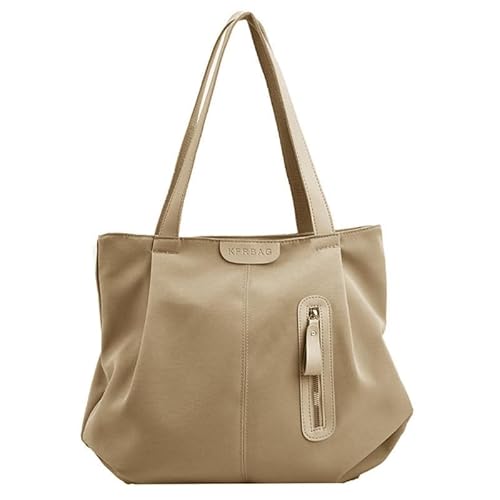 Jiqoe Handtasche Nylon Tasche Große Kapazität Einkaufstasche Vielseitige Schultertasche für Mädchen Frauen Mode Trendy Tasche Schule Buch Taschen, khaki von Jiqoe