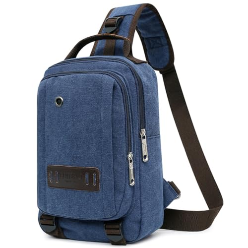 Jiqoe Herren-Umhängetasche, vielseitig und praktisch, geräumige Tasche für Reisen und Outdoor-Aktivitäten, blau vintage von Jiqoe