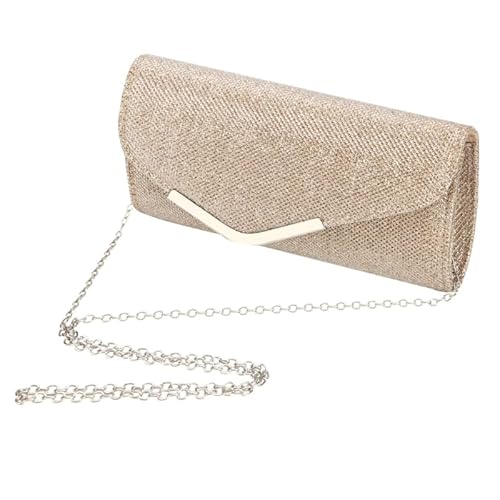 Jiqoe Kleine Glitzer-Clutch-Tasche für Damen, Abend-Handtasche, kleine Handy-Geldbörse, Geldbörse, Schultertasche mit abnehmbarer Kette für Hochzeit, aprikose von Jiqoe