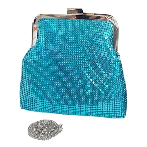 Jiqoe Kleine Umhängetasche mit Pailletten, Münzgeldbörse, Abend-Clutch, kleine Kette, Umhängetasche, Mini-Crossbody-Tasche für Abschlussball, Party, Club, blau von Jiqoe