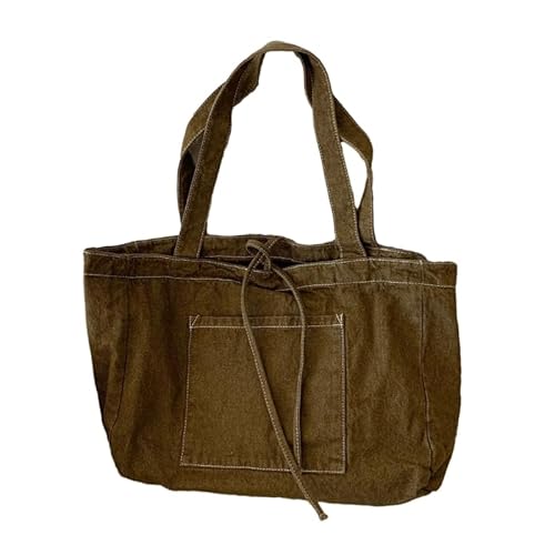 Jiqoe Lässige Handtasche, Segeltuch, vielseitige Tragetasche, Einkaufstasche, Schultertasche, Damen, Mädchen, Reisetasche, große Kapazität, khaki von Jiqoe