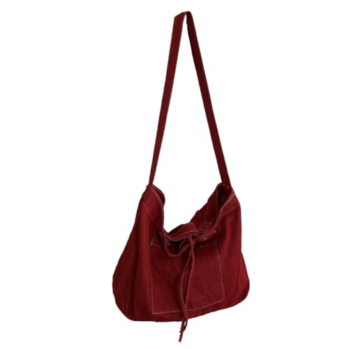 Jiqoe Lässige Kuriertasche aus Segeltuch, vielseitige Tragetasche, Einkaufstasche, Schultertasche, für Damen und Mädchen, Reisetasche, große Kapazität, rot von Jiqoe