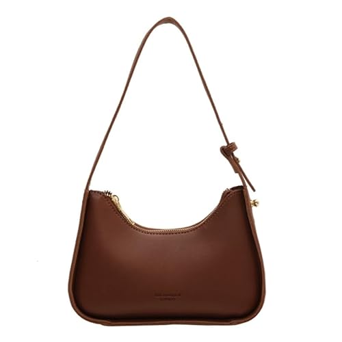 Jiqoe Lässige Vintage-Handtasche aus Polyurethan, einfarbig, Unterarmtasche, Schultertasche, perfekt für Damen, braun von Jiqoe