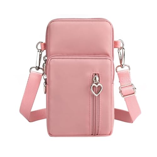 Jiqoe Mini-Handytasche, Diebstahlschutz, modisch, Crossbody-Tasche, Nylon, Geldkartenhalter, Handtasche, Haspe, Schultertasche, rose, Small von Jiqoe