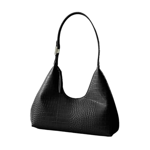 Jiqoe Modische Achseltasche, Alligator-Druck, Schultertaschen für Mädchen, Damen, Geldbörse, Achseltasche, trendige Handtasche, Vintage-Tasche, Tragetasche, Schwarz von Jiqoe