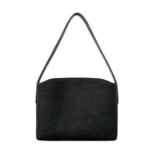 Jiqoe Modische Achseltasche, Schultertasche für Mädchen, Damen, Geldbörse, einfarbig, trendige Handtasche, Unterarmtasche, Tragetasche, Schwarz von Jiqoe