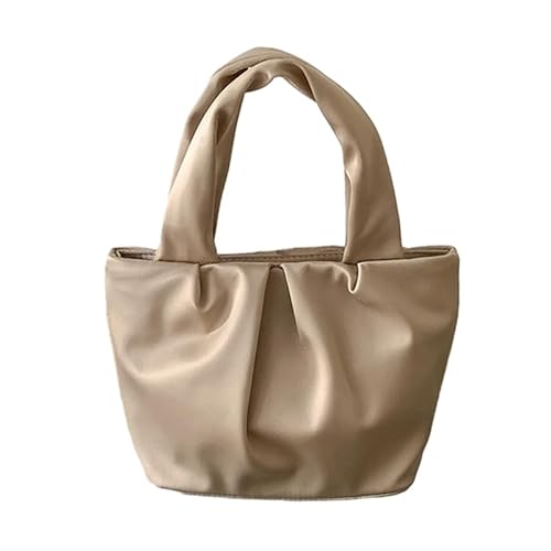 Jiqoe Modische Freizeittasche, Tragetasche, Handy-Tasche für Damen und Mädchen, vielseitiges gerüschtes Design, Einkaufstasche, großes Fassungsvermögen, plissiert, Schlamm-Farbe. von Jiqoe