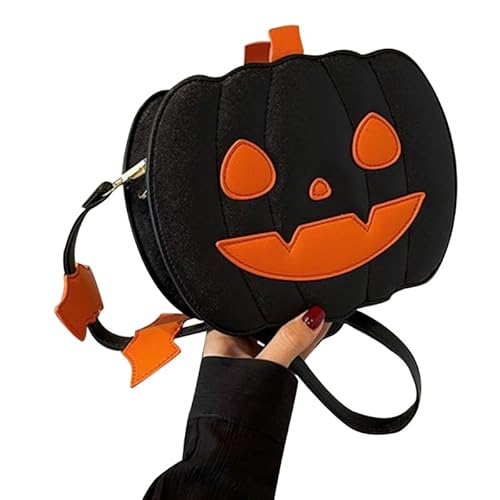 Jiqoe Modische Umhängetasche, Handytasche, Crossbody-Tasche für Mädchen, Halloween, Kürbis, vielseitige Reisetasche mit großem Fassungsvermögen, Black Happy von Jiqoe