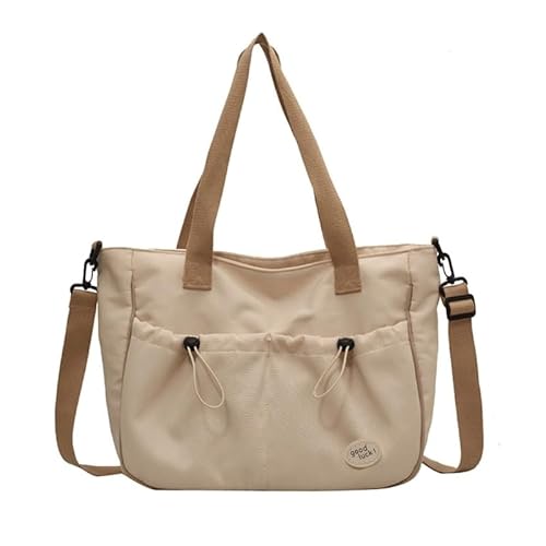 Jiqoe Modische lässige Kordelzug-Tasche, Tragetasche, Schultertasche, Damengeldbörse, lässige Handtasche für Frauen und Mädchen, vielseitige Umhängetasche, beige von Jiqoe