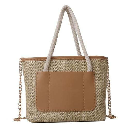 Jiqoe Modische lässige Tasche, gewebte Umhängetasche, Damengeldbörse für Damen und Mädchen, vielseitige Taschen, Crossbody-Tasche, Freizeit, Kettentasche, khaki von Jiqoe