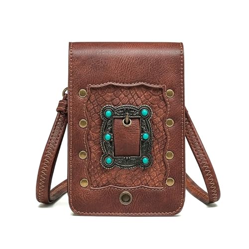 Jiqoe PU Tasche Crossbody Bag Mini Quadratische Tasche Punk Gürteltasche Handytasche Umhängetasche für Mädchen Frauen Vielseitige Reisetasche Trendige Tasche, khaki von Jiqoe