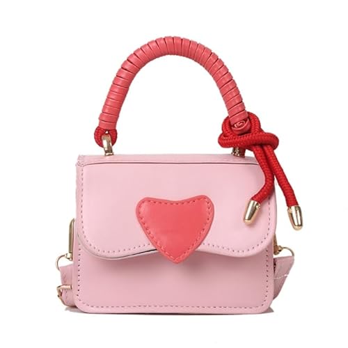 Jiqoe PU Tote Bag Crossbody Bag Handtasche Mini Square Bag Schultertasche für Mädchen Frauen Vielseitige Lady Geldbörse Herz Tasche Trendy Bag, rose von Jiqoe