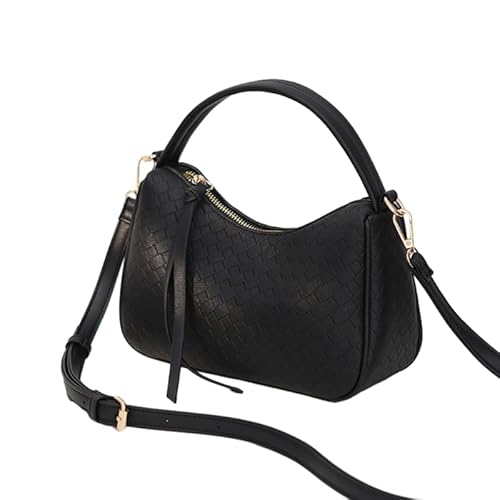 Jiqoe PU-Tragetasche, lässige Handtaschen, große Kapazität, Crossbody-Tasche, Damen-Geldbörse für Mädchen und Frauen, trendige, vielseitige gewebte Taschen, Schwarz von Jiqoe