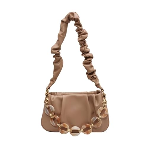 Jiqoe Plissierte Tragetasche, einfache modische Tasche, Handtaschen, Schultertaschen, Crossbody-Taschen, trendige Tasche, vielseitige Damen-Geldbörse, khaki von Jiqoe