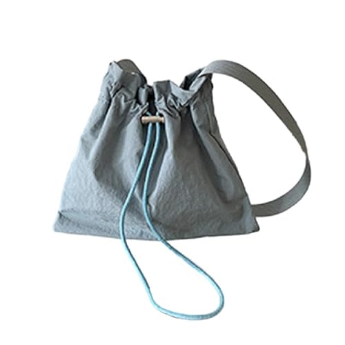 Jiqoe Plissierte Umhängetasche, modische Umhängetasche, einfarbig, trendige Tasche für Mädchen und Frauen, gerüschtes Design, Kordelzug, Nylon-Taschen, blau von Jiqoe