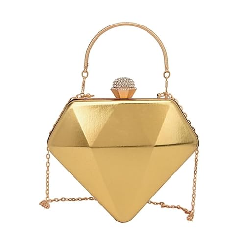 Jiqoe Schicke Umhängetasche mit Kette für Damen, Abendtasche, Handtasche, ideal für Hochzeiten, Büropartys und Verabredungen, gold von Jiqoe