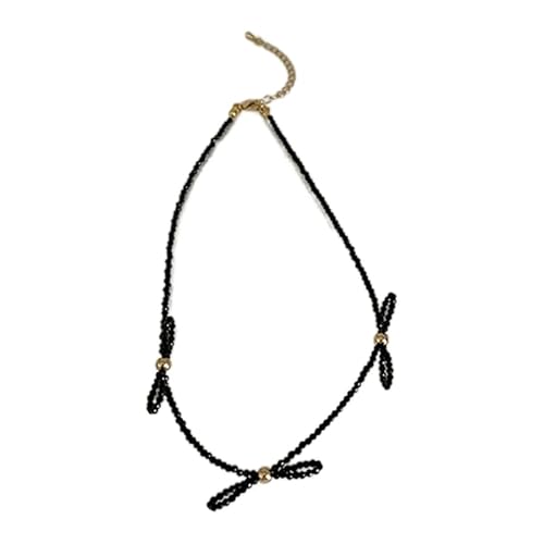 Jiqoe Schleifen-Halskette, funkelnder Kristall-Anhänger, stilvolle Schleife, Halsschmuck, Halskette, geeignet für Partys und den Alltag, Kristall und Legierung von Jiqoe