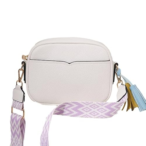 Jiqoe Schlichte modische Umhängetasche, Freizeittasche, Mini-Quadrate, trendige Tasche für Damen und Mädchen, Crossbody-Tasche, einfarbig, PU-Telefontaschen, weiß von Jiqoe