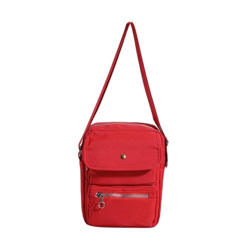 Jiqoe Schlichte modische Umhängetasche, Freizeittaschen, Mini-Quadrate, trendige Tasche für Damen und Mädchen, Crossbody-Taschen, einfarbig, Oxford-Taschen, rot von Jiqoe