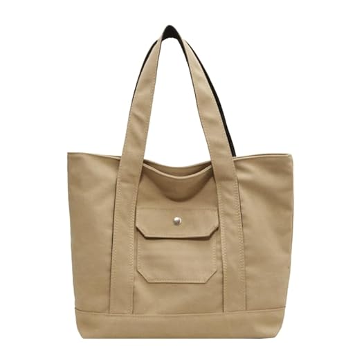 Jiqoe Schultertasche Shopper Tasche Vielseitige Einkaufstasche Große Kapazität Handtasche für Mädchen Frauen Mode Schultaschen Trendy Tote, khaki von Jiqoe