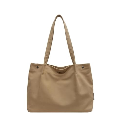 Jiqoe Schultertasche mit großem Fassungsvermögen, für Damen, Handtasche, modisch, schlicht, Freizeit, koreanischer Stil, lässig, vielseitig einsetzbar, khaki von Jiqoe