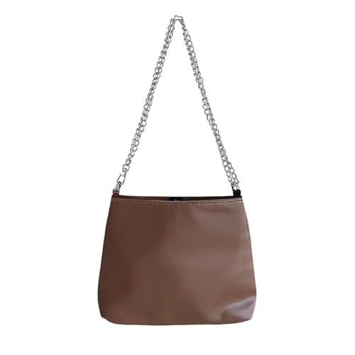 Jiqoe Sleeks & Chic Handtasche mit Kette, vielseitige Umhängetasche, trendige Kette, Umhängetasche, PU-Handtasche, Handy-Schlüsselhalter für Damen, coffee von Jiqoe