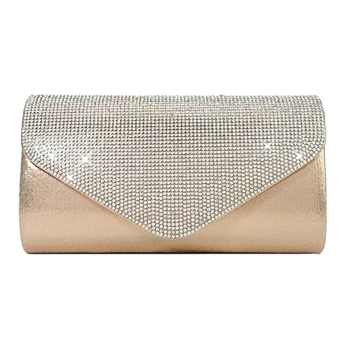 Jiqoe Strass-Umschlagtasche für Hochzeit, Party, Damen, Mädchen, formelle Abendtasche mit Kette, Bankett, Geldbörse, Frauen-Handtasche, Clutches, aprikose von Jiqoe