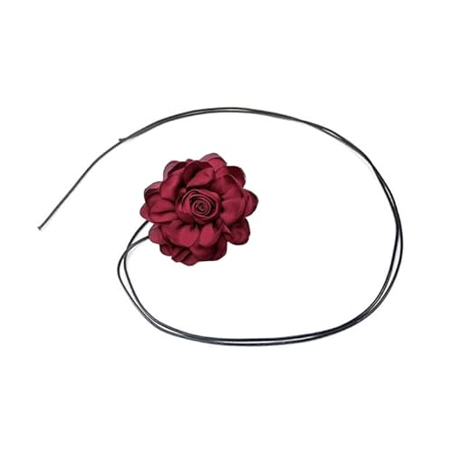 Jiqoe Süße Rose Blume Choker Halskette Hals Kette Temperament Lange Schnürhalskette Mode Halsband Halskette Sommerschmuck, Stoff von Jiqoe