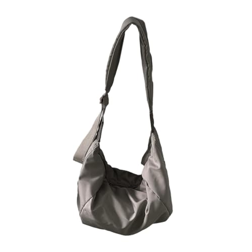 Jiqoe Umhängetasche, Schultertaschen für Mädchen und Frauen, trendige Knödeltasche, einfarbig, modische Freizeittasche, Nylontasche, grau von Jiqoe