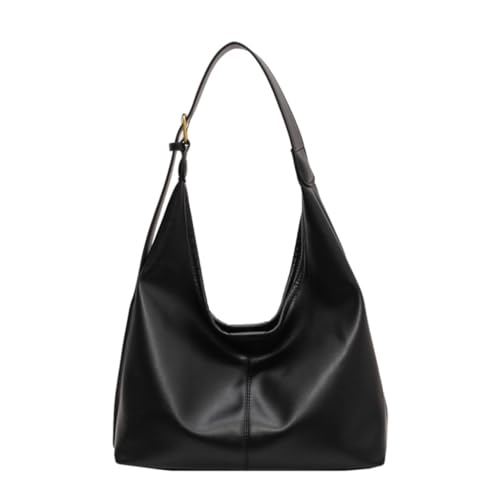 Jiqoe Umhängetasche, einfarbig, Freizeittasche für Mädchen und Damen, vielseitig, trendige Tasche, Umhängetasche, große Kapazität, PU-Taschen, Schwarz von Jiqoe