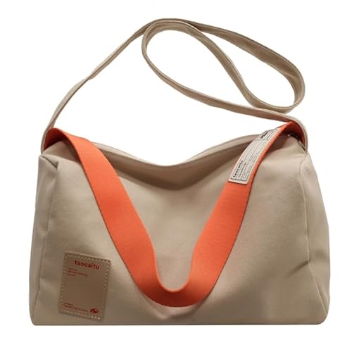 Jiqoe Umhängetasche aus Segeltuch für Mädchen, lässige Handtasche, Schultertasche, große Kapazität, Kuriertasche, Schwarz/Khaki/Beige/Grün, khaki von Jiqoe