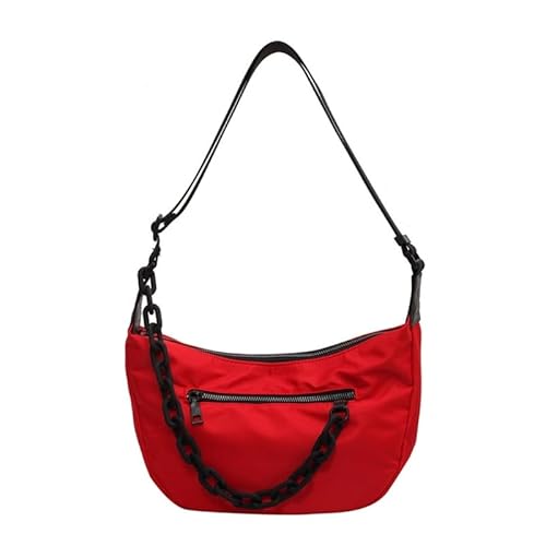 Jiqoe Umhängetasche für Damen, Mädchen, große Kapazität, modische Tasche, Schultertasche, Tragetasche, Damen, Mädchen, große Kapazität, Knödeltasche, rot von Jiqoe