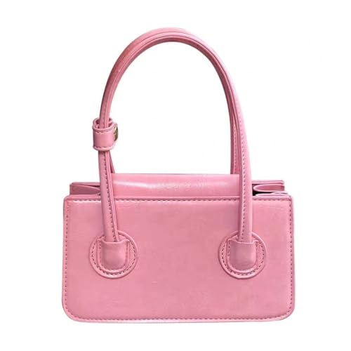 Jiqoe Umhängetasche für Mädchen und Damen, Schultertasche, Handtasche, quadratisch, einfarbig, Silber/Schwarz/Rosa, rose von Jiqoe